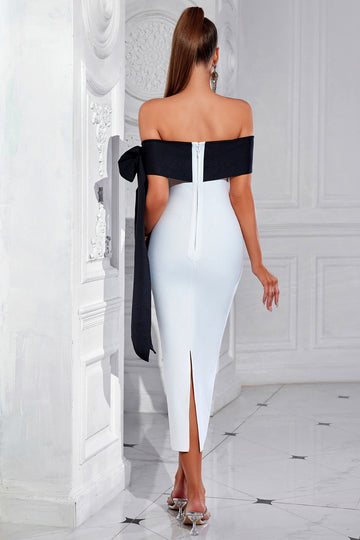 White Strapless Bodycon Formal Dress